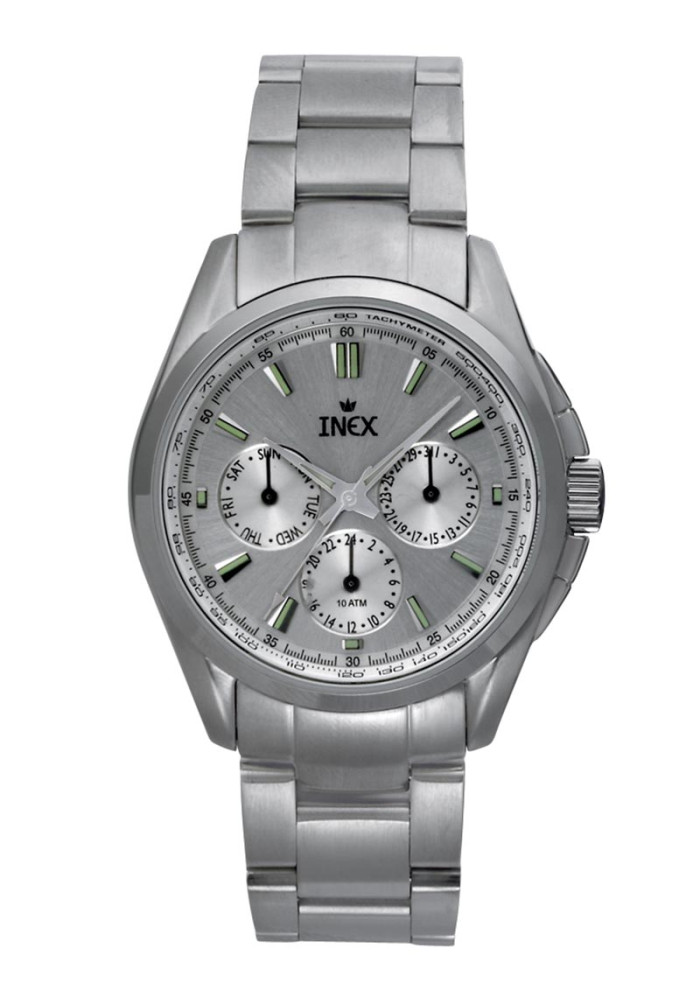 INEX HERRE STÅL 10 ATM M/LÆNKE SAFIRGLAS