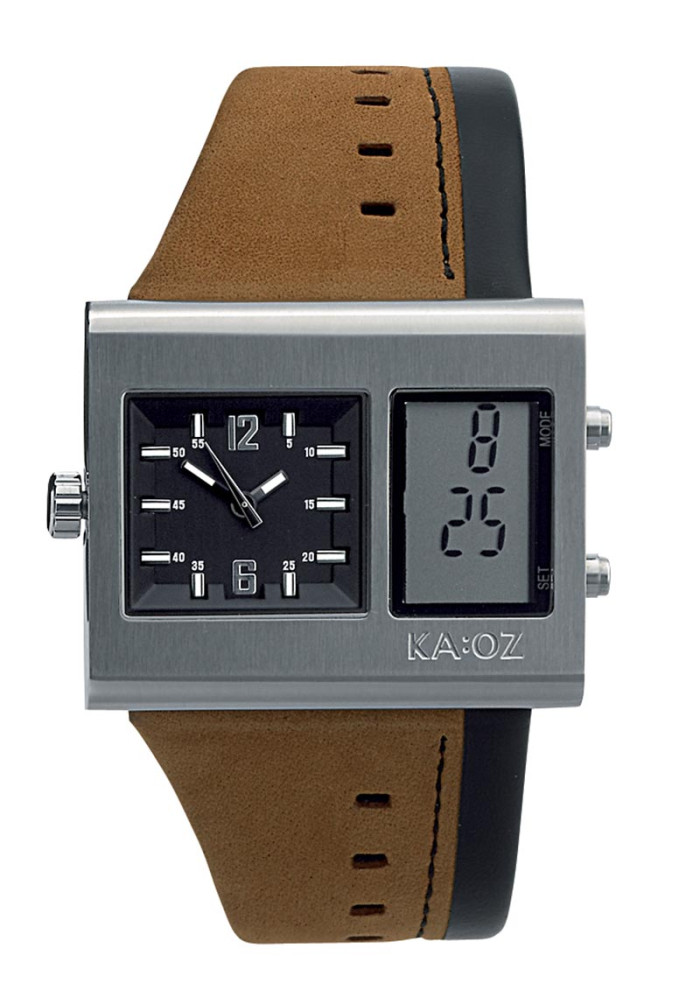 KA:OZ HERRE STÅL DUAL TIME M/BRUN REM